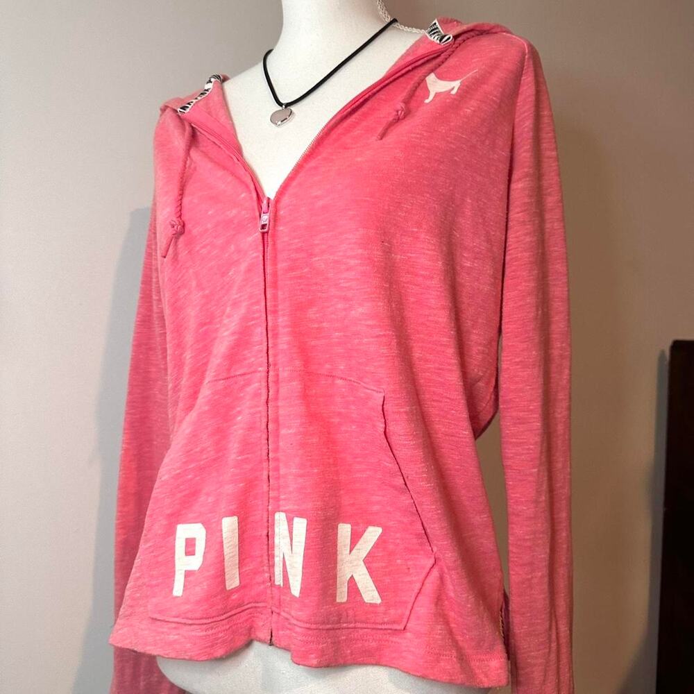 Victorias Secret PINK In Color Pink Zip Up Jacket-Hoodie Size Small - Picture 2 of 4
